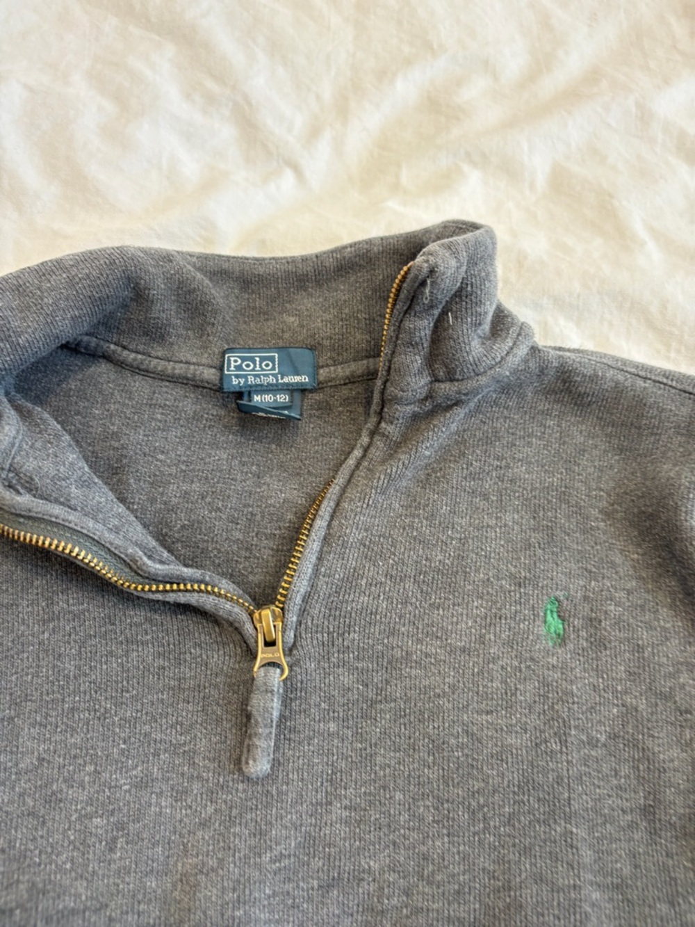 Polo by Ralph Lauren Gray Half-Zip Sweater with Green Pony